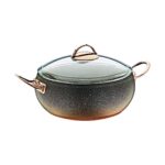 Oms Granit 20X9CM Derin Küre Tencere Cam Kapaklı Bakır 3141BKR
