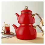 Bondy Keyfi Ala Emaye Çaydanlık Kırmızı - Görsel 2