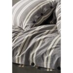 Berolige Heritage 100% Pamuklu Çift Kişilik Yıkamalı Iplik Boya Çizgili Nevresim Takımı Antrasit - Görsel 2