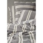 Berolige Heritage 100% Pamuklu Çift Kişilik Yıkamalı Iplik Boya Çizgili Nevresim Takımı Antrasit - Görsel 3