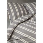 Berolige Heritage 100% Pamuklu Çift Kişilik Yıkamalı Iplik Boya Çizgili Nevresim Takımı Antrasit - Görsel 4