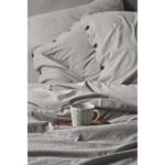 Berolige Shirt 100% Pamuklu Battal Boy Yıkamalı Iplik Boya Çizgili Nevresim Takımı Antrasit - Görsel 2