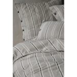 Berolige Sense 100% Pamuklu Çift Kişilik Yıkamalı Iplik Boya Çizgili Nevresim Takımı Antrasit - Görsel 2