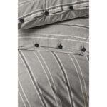 Berolige Sense 100% Pamuklu Çift Kişilik Yıkamalı Iplik Boya Çizgili Nevresim Takımı Antrasit - Görsel 3