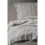 Berolige Sense 100% Pamuklu Çift Kişilik Yıkamalı Iplik Boya Çizgili Nevresim Takımı Antrasit - Görsel 4