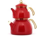 Bondy Keyfi Ala Emaye Çaydanlık Kırmızı