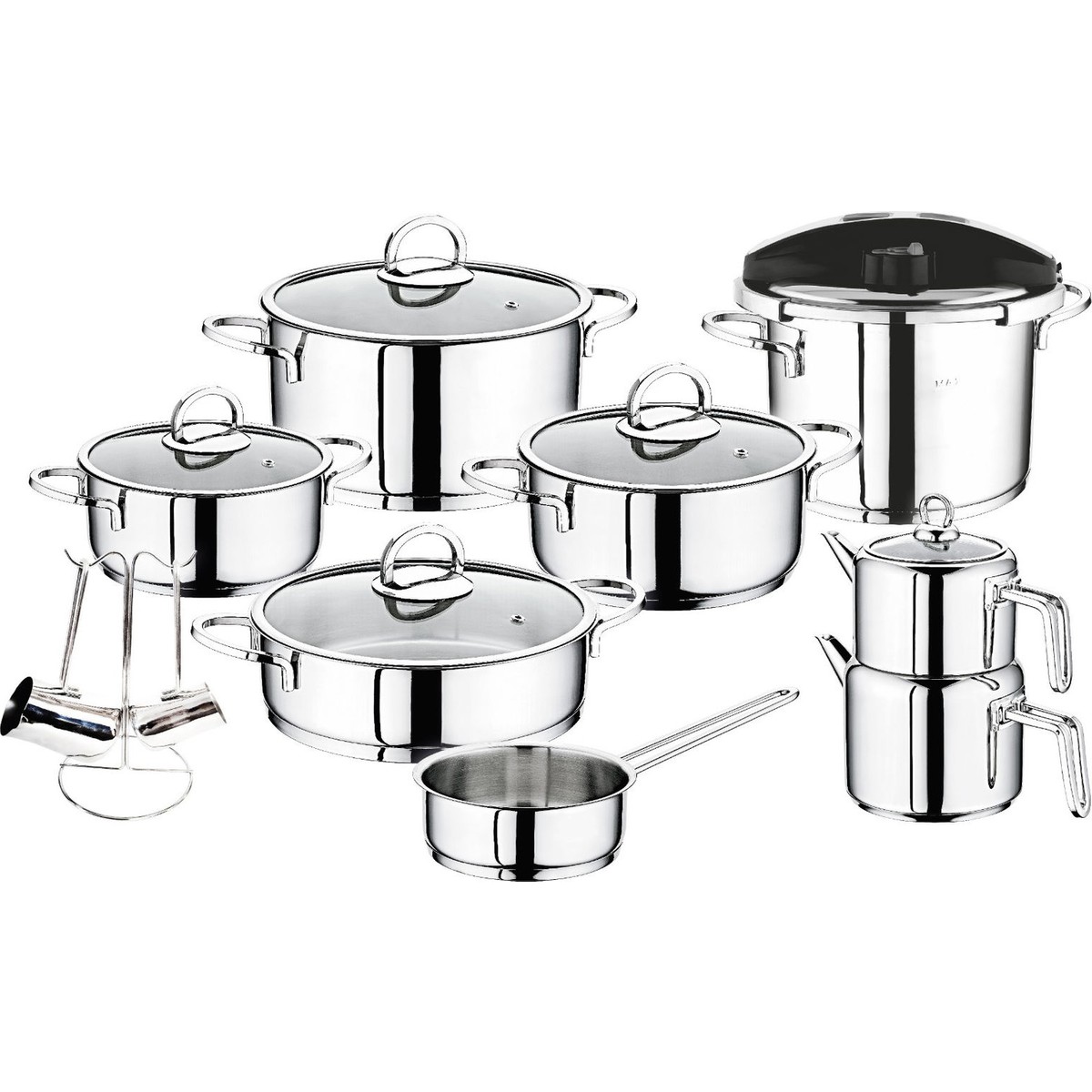 10446771060786.jpg Pm Leonardo Venedik 18 Parça Çeyizlik Tencere Seti Evlilik Paketi - Görsel 1