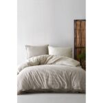 Berolige Cottage  Pamuklu Çift Kişilik  Çizgili Nevresim Takımı Kahverengi