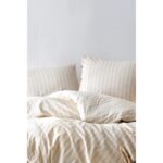 Berolige Sunday  Pamuklu Tek Kişilik  Çizgili Nevresim Takımı Kahverengi - Görsel 2