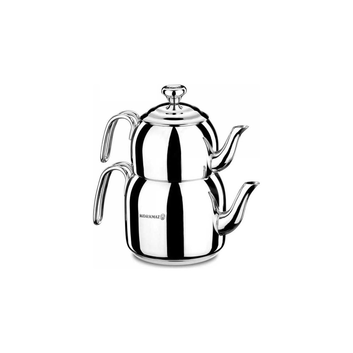 10657017462834.jpg Korkmaz Çaydanlık 18/10 Cr-Ni Paslanmaz Çelik Solar Base Enerji Tasarruflu 2+3,5 L Gümüş - Görsel 1