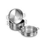 Korkmaz Perla 28x8.3 cm Paslanmaz Çelik İndüksiyon Uyumlu Mantı Tencere Seti 1 Adet - Görsel 2