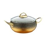 Oms 3141 Cam Kapaklı 24 x 10 cm Granit Derin Küre Tencere Gold