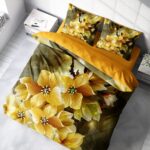 Monohome Yellow Flower 3D Pamuk Saten Çift Kişilik Nevresim Takım