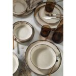 Kütahya Porselen Pearl Moderna 24 Parça 6 Kişilik Yemek Seti Tarçın