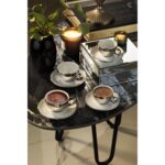 Kütahya Porselen Zeugma 4 Parça Beyaz Platin Kaplama Desensiz Kahve Takımı – Şık ve Zarif Sunum İçin - Görsel 2