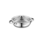 Korkmaz Minika Inox Omlet Tenceresi 14 cm Gümüş Renk Cam Kapaklı Ergonomik Tasarım