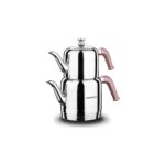 Korkmaz Riva Rosa Gold Çaydanlık Seti - 18/10 Cr-Ni Paslanmaz Çelik, Isıya Dayanıklı Cam Kapağı ile, 1.9 lt