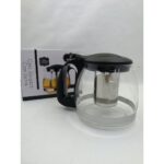 Yakut 1250 ml Çelik Süzgeçli Cam Demlik- Siyah