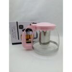 Yakut 1250 ml Çelik Süzgeçli Cam Demlik- Pembe