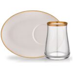 Glore Soft Beyaz Geniş Tabaklı 6 Kişilik Çay Set