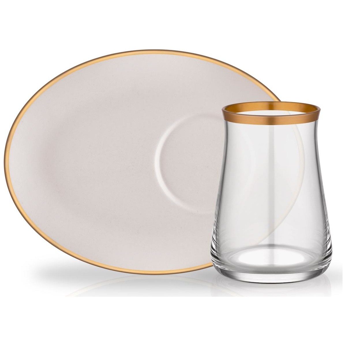 10959412985906.jpg Glore Soft Beyaz Geniş Tabaklı 6 Kişilik Çay Set - Görsel 1