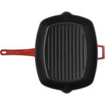 Lava Izgara Grill Tava Kırmızı 20X20 Metal Kulplu - Görsel 2