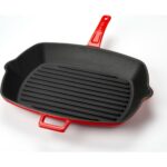 Lava Izgara Grill Tava Kırmızı 20X20 Metal Kulplu - Görsel 4
