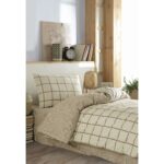 Casa Carina Kare Krem Rengi Ranforce Lastikli Çarşaflı Tek Kişilik Nevresim Takımı - Görsel 3