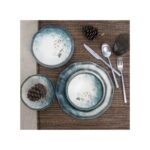 Güral Porselen Nesrin Bone Porselen 24 Parça 6 Kişilik Mavi Desenli Yemek Takımı