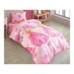 Laliva Çarşafı Lastikli Pembe Kalpli Kız Çocuk Nevresim Takımı Tek Kişilik Pamuk Ranforce