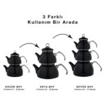Neva NV10021 Siyah Emaye 3 Katlı Çaydanlık Takımı - Görsel 4