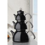 Neva NV10021 Siyah Emaye 3 Katlı Çaydanlık Takımı - Görsel 5