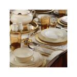 Kütahya Porselen Bone Olympos 71 Parça Yemek Takımı Altın File