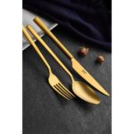 Avcı Klas Titanyum Mat Gold 72 Parça Çatal Kaşık Bıçak Takımı 18/10 Paslanmaz Çelik