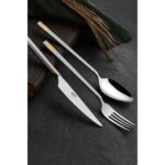 Avcı Duru Saten Gold 24 Parça Çatal Kaşık Bıçak Takımı 18/10 Paslanmaz Çelik