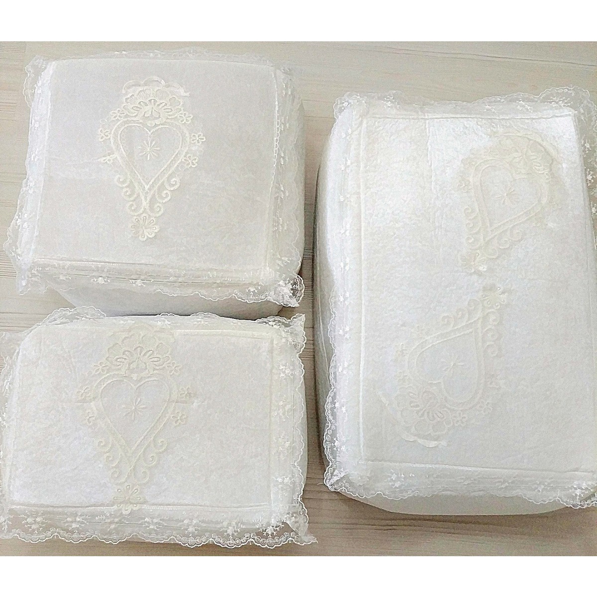 110000042279457.jpg Dilex 3'lü Hurç Set Çeyizlik Bohça Gelin Bohçası Damat Bohçası Kadife - Görsel 1