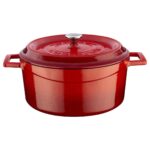 Lava Trendy Yuvarlak Demir Döküm Derin Tencere Kırmızı 24 cm.