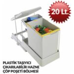 Pelikan Carrier 21500 Raylı Dolap İçi Mutfak Raylı Çöp Kovası (20+1 Lt) - Görsel 3