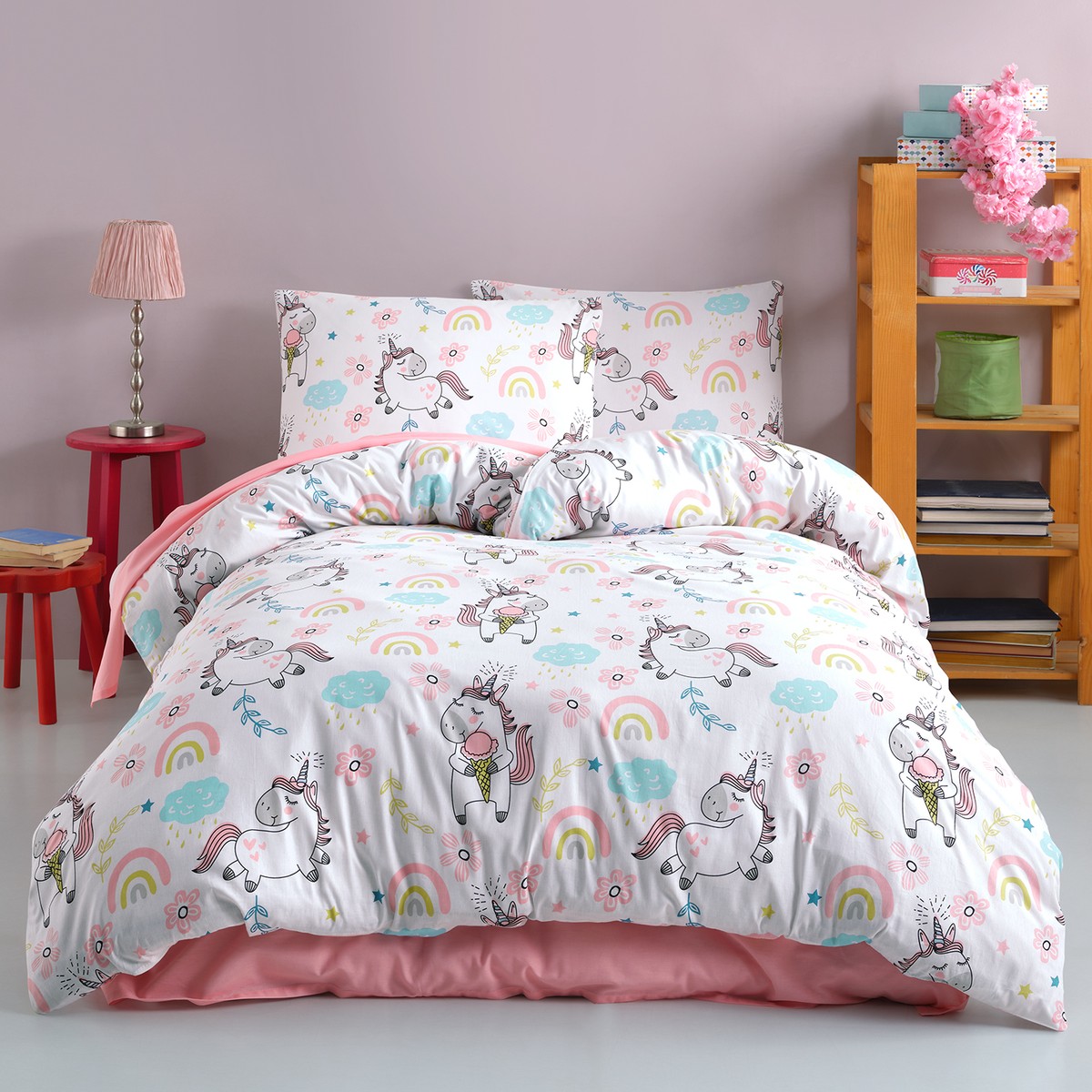 110000068008101.jpg Cote Blanc Unicorn %100 Pamuk Ranforce Tek Kişilik Nevresim Takımı - Görsel 1