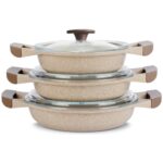 Thermoad GraNeu Love 20 cm Granit Yumurta Tavası - Uzun Süre Isıyı Koruyan, PFOA İçermeyen Vizon Renkli 3'lü Set