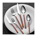 Nehir Bambu Ahşap Görünümlü 36 Parça Çatal Kaşık Bıçak Takımı