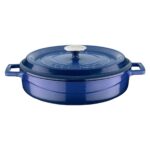 Lava Döküm Yayvan Tencere Trendy Kapak - Çap 28 cm - Mavi