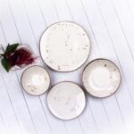 Marianna Organik Yemek Takımı 24 Parça 6 Kişilik Krem Renk Porselen Desenli Set