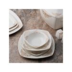 Emsan Melis 60 Parça 12 Kişilik Gümüş Desenli Porselen Yemek Takımı – Şık Tasarım ve Uzun Ömürlü Kullanım - Görsel 2