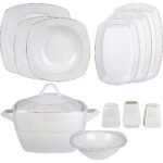 Emsan Defne 60 Parça 12 Kişilik Beyaz Desenli Porselen Yemek Takımı – Şık Tasarım ve Dayanıklı Yapı - Görsel 2