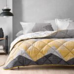 Yataş Bedding Çift Kişilik Uyku Seti %100 Pamuk 195x215 cm Gri Sarı Soyut Geometrik Çift Taraflı