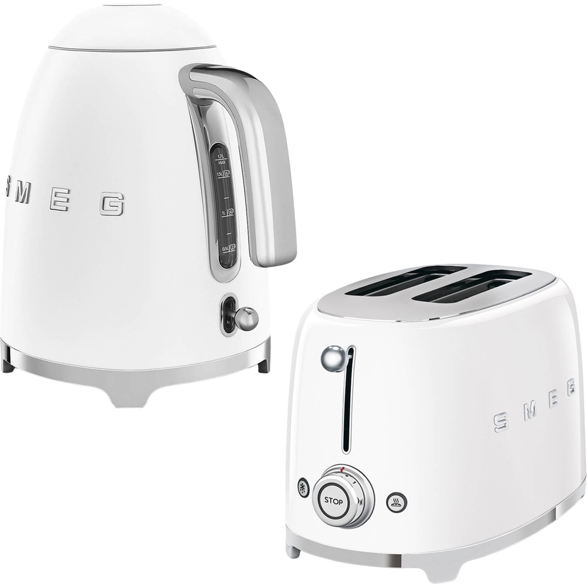110000095327332.jpg Smeg Beyaz Kettle ve 1x2 Ekmek Kızartma Makinesi Seti - Görsel 1