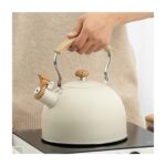 Elaccent F Fityle Paslanmaz Çelik Ahşap Saplı Çaydanlık - Beyaz (Yurt Dışından) - Görsel 3