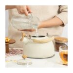 Elaccent F Fityle Paslanmaz Çelik Ahşap Saplı Çaydanlık - Beyaz (Yurt Dışından) - Görsel 4