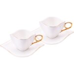 Emsan Sonsuz Aşk 2 Kişilik Kahve Fincan Takımı Beyaz Gold 100 ml - Görsel 5